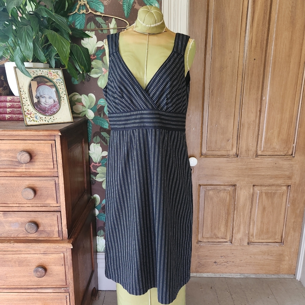 FYLO by Nylon Navy Polka Dot Wrap Dress | Size 12 | Cotton Sleeveless Midi